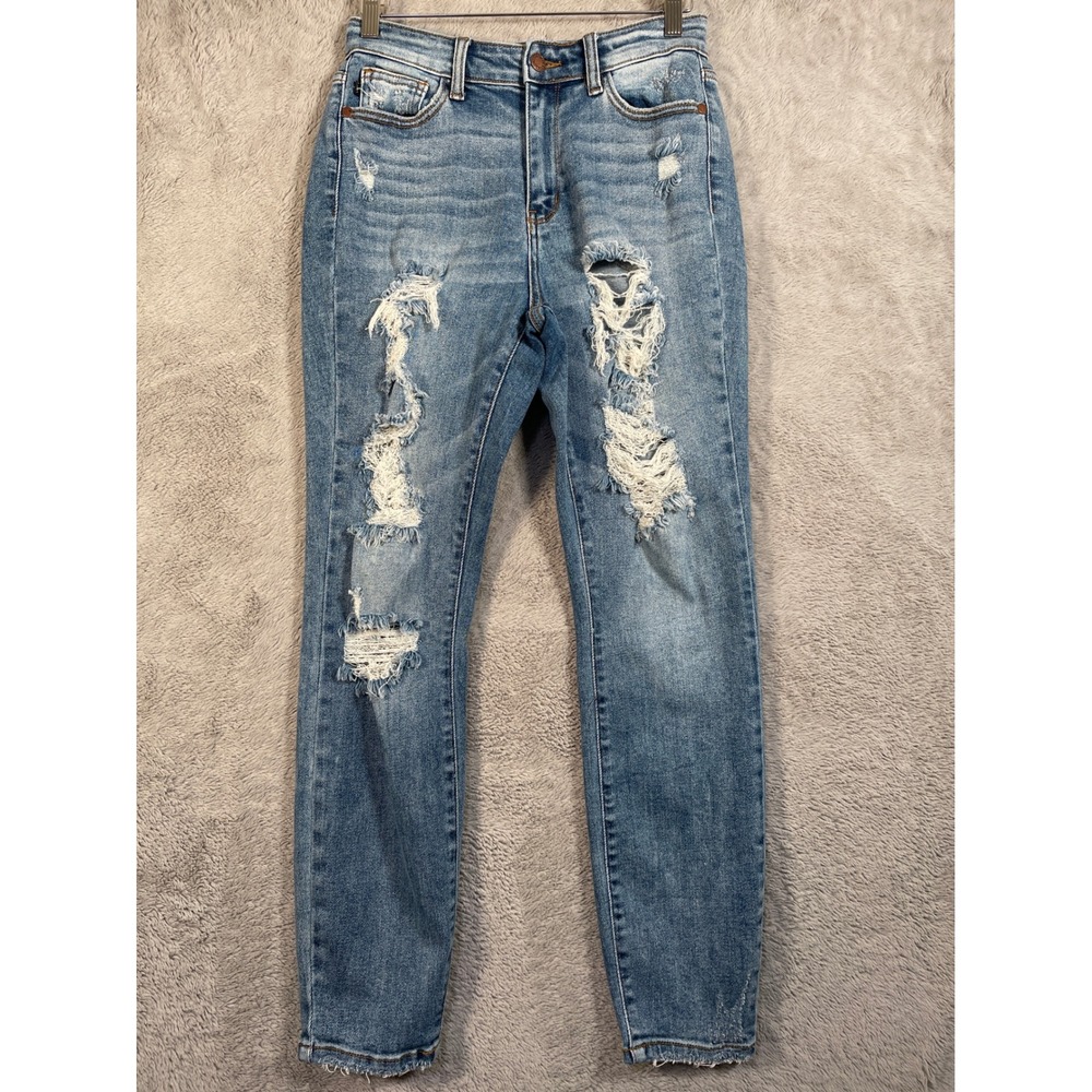 Judy Blue Los Angeles Boyfriend Fit Destroyed Thrashed Ripped Jeans 3/26 28x28‎